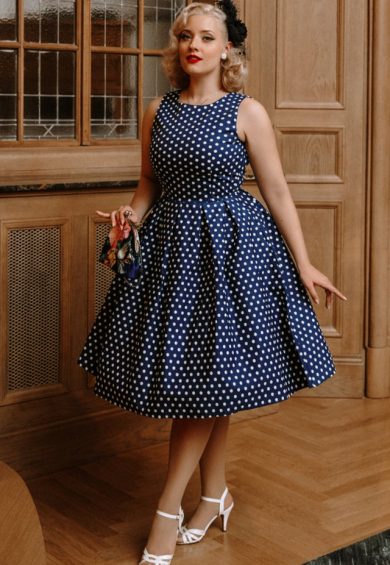 Lola Classic Vintage Sailor Dress in Dark Blue – 50s Dresses | Kitty Darling