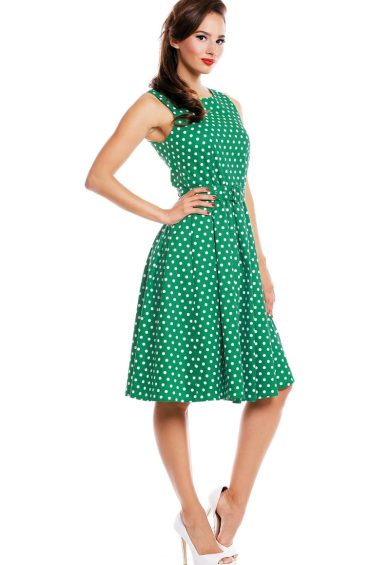 Lola Green Polka Dot Swing Dress – Dresses | Kitty Darling