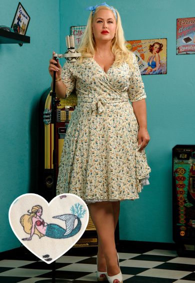 Matilda Mermaid Wrap Dress In Ivory – Shop now at Kitty Darling