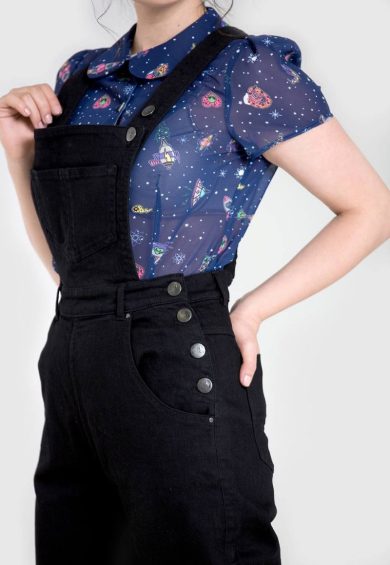 Elly May Denim Dungaree Black – Dungarees | Kitty Darling