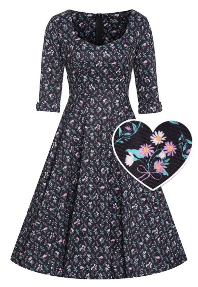 Scarlette Black Floral Grid Midi Dress – Shop now at Kitty Darling
