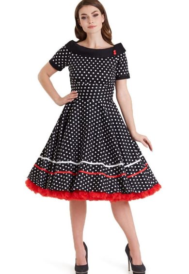 Darlene Retro Swing Dress in Black/White Polka Dots – Dresses | Kitty Darling