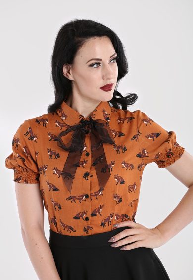 Vixey Blouse Brown – Shop now at Kitty Darling