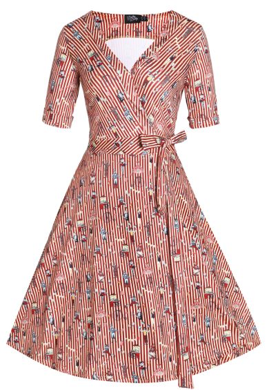 Matilda Circus Red Striped Wrap Dress – Dresses | Kitty Darling