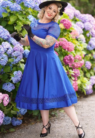 Tess Royal Blue Lace Sleeved Dress – Shop now at Kitty Darling