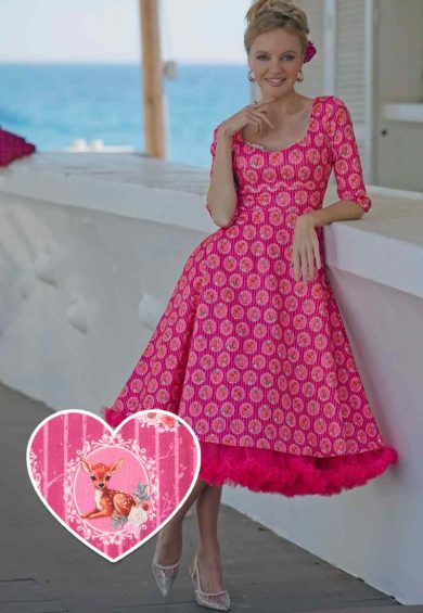 Scarlette Pink Baby Deer Midi Dress – Shop now at Kitty Darling