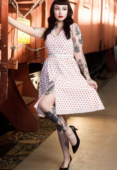 Maverick White Red Polka Dot Shirt Dress – Shop now at Kitty Darling