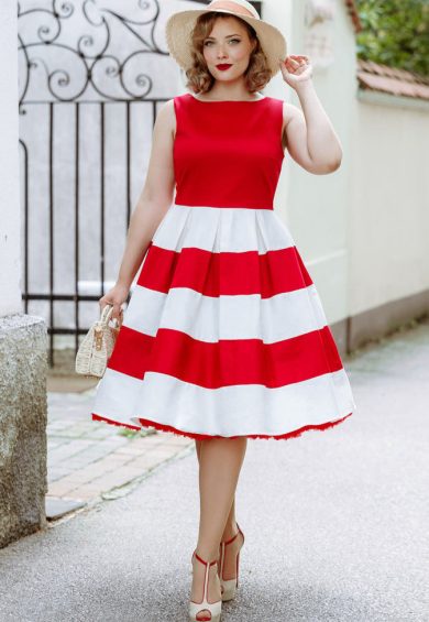 Anna Red & White Striped Swing Dress – Dresses | Kitty Darling