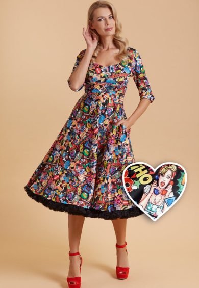 Scarlette Long Sleeved Pop Art Midi Dress – Dresses | Kitty Darling