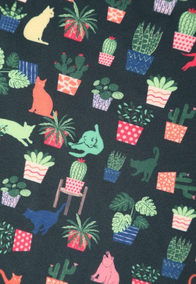 Darlene Dark Green Vintage-Inspired Cactus and Cat Print Dress – Dresses | Kitty Darling