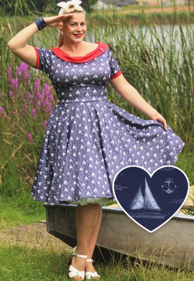 Darlene Nautical Sailboat Off Shoulder Dress – Shop now at Kitty Darling