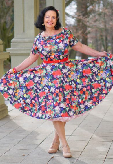 Darlene Midnight Garden Off Shoulder Swing Dress – Dresses | Kitty Darling
