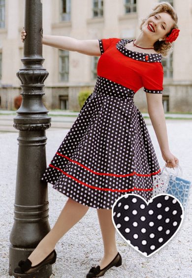 Darlene Retro Swing Dress - Black/Red & White Polka Dots – Shop now at Kitty Darling