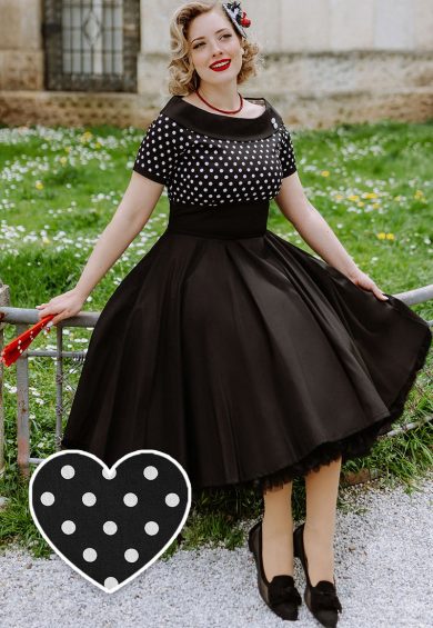 Darlene 50's Style Swing Dress in Black/ White Polka – Shop now at Kitty Darling