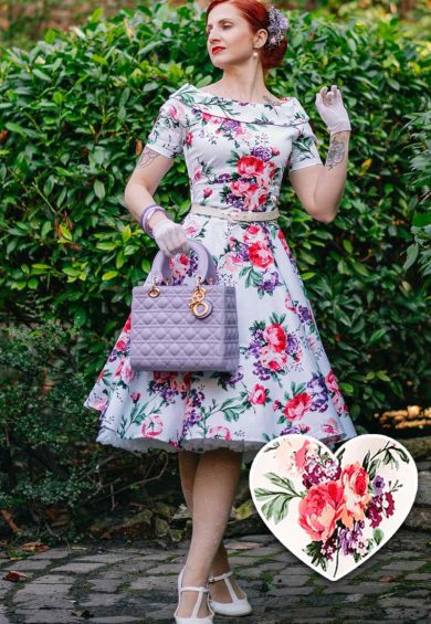 Darlene Retro White Floral  Swing Dress – Shop now at Kitty Darling