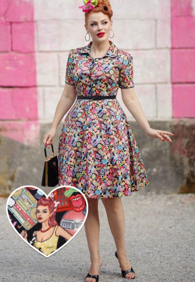 Penelope Rockabilly Pop Art Shirt Dress – Shop now at Kitty Darling