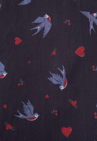 Penelope Rockabilly Navy Blue Heart & Swallow Shirt Dress – Dresses | Kitty Darling