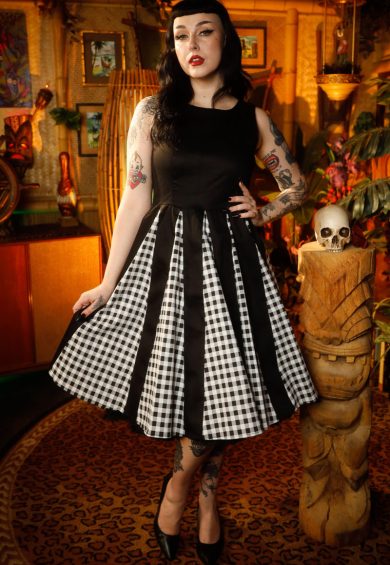 Judith Black Gingham Retro Swing Dress – Shop now at Kitty Darling