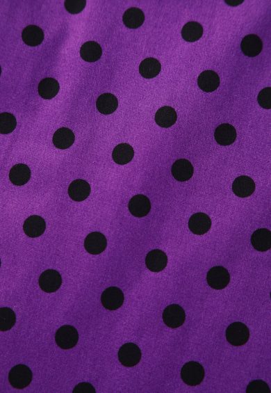 Judith Cotton Retro Pleated Polka Dot Dress in Black and Purple – Dresses | Kitty Darling