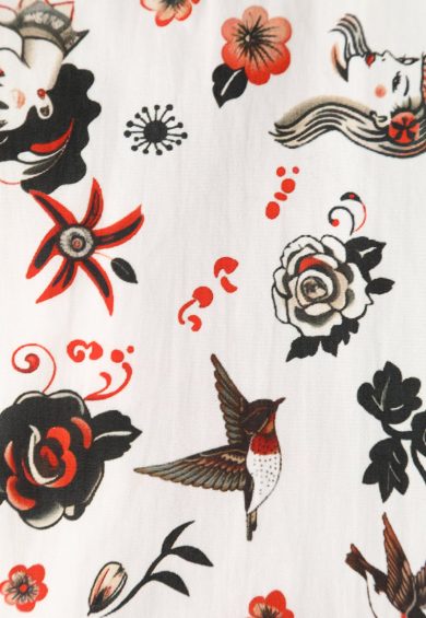 Poppy White Vintage Tattoo Print Shirt Dress – Dresses | Kitty Darling