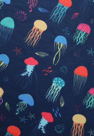 Donna Navy Blue Petal Sleeves Flared Bust Colorful Jellyfish Print Summer Dress – Dresses | Kitty Darling