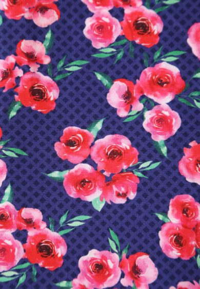 Donna Navy Blue Petal Sleeves Flared Bust Red Floral Grid Summer Dress – Dresses With Pockets | Kitty Darling