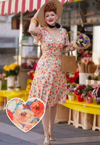 Donna Orange Floral Tea Dress – Dresses | Kitty Darling