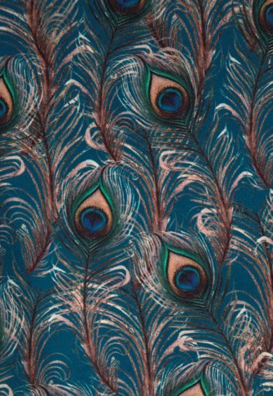 Donna Cross Over Bust Flared Dress in Peacock Feather Print – Dresses | Kitty Darling