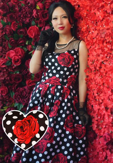 Elizabeth Vintage Style Polka Roses Party Dress In Black/red – Shop now at Kitty Darling