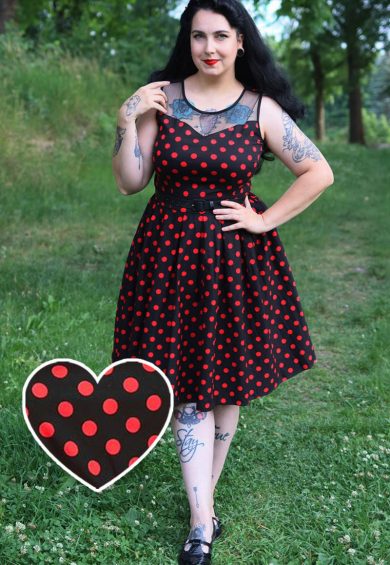 Elizabeth Vintage Swing Dress in Black/Red Polka – Shop now at Kitty Darling