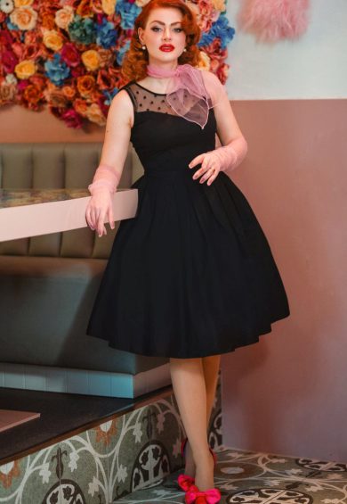 Elizabeth Vintage Inspired Swing Dress in Black – Shop now at Kitty Darling
