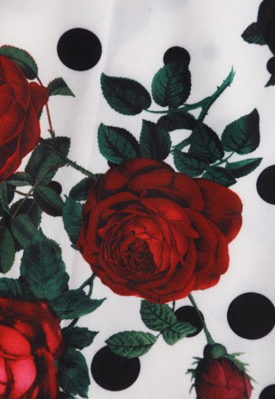 May V-neck White 50's Style Floral/Polka Print Swing Dress – Dresses | Kitty Darling