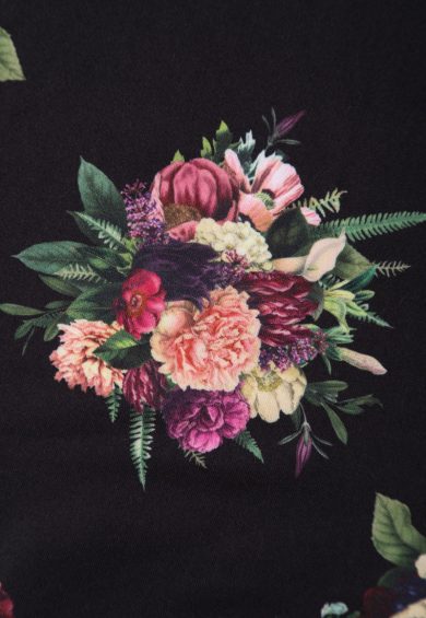 Scarlette Long-Sleeved Stretchy Dress in Black with Floral Print – Dresses | Kitty Darling