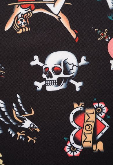 Scarlette Long Sleeves Stretchy Dress Black with Tattoo Print – Dresses | Kitty Darling