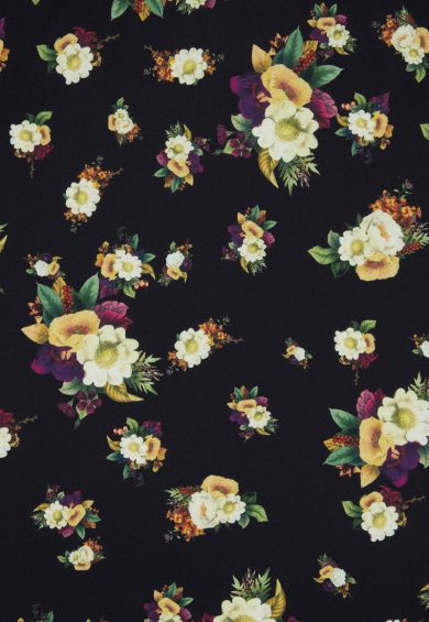 Scarlette Long-Sleeved Stretchy Dress in Black & Yellow Floral Print – Dresses | Kitty Darling