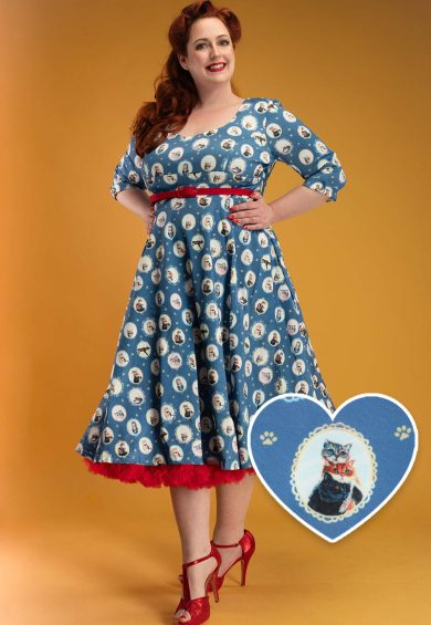 Scarlette Blue Cat in the Mirror Long-Sleeved Stretchy Dress – Shop now at Kitty Darling