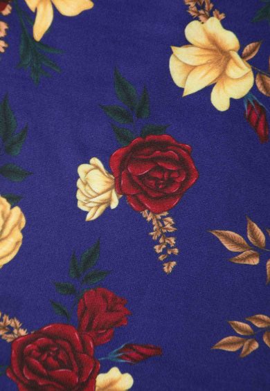 Scarlette Blue Red & Yellow Rose Print Long Sleeved Dress – Dresses | Kitty Darling