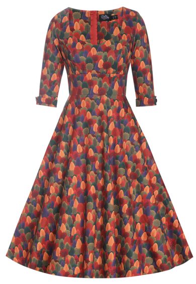 Scarlette Red Fall Foliage Print Stretchy Dress – Shop now at Kitty Darling