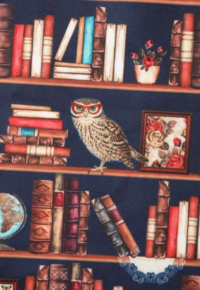 Scarlette Library Book Print Mid Calf Long-Sleeved Dress – Dresses | Kitty Darling