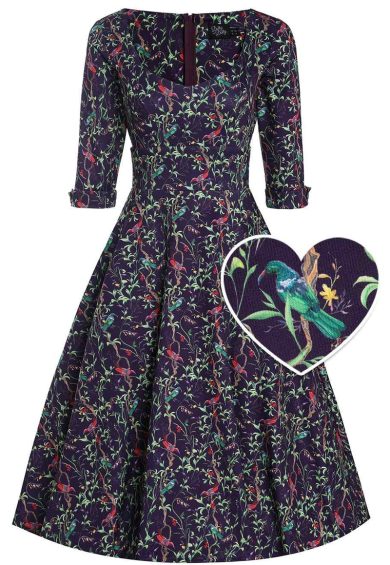 Scarlette Midnight Garden Bird Print Dress – Shop now at Kitty Darling