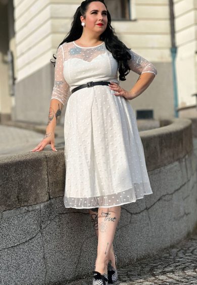 Madeline Polka Dot Mesh Bridal Dress – 50s Dresses | Kitty Darling