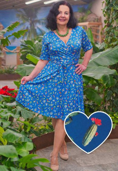 Matilda Cactus Blue Wrap Dress – Shop now at Kitty Darling