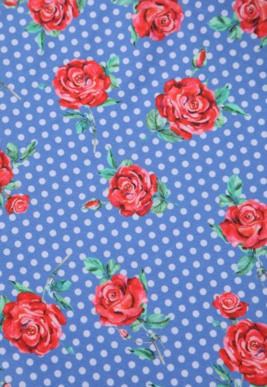 Matilda Vintage-Inspired Blue Polka Dot Rose Print Wrap Dress – Dresses | Kitty Darling