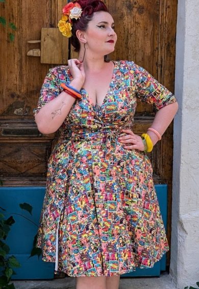 Matilda Comic Wrap Dress – Dresses | Kitty Darling