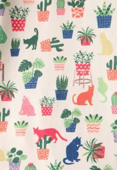 Matilda Cream Knit Vintage-Inspired Cat & Plant Print Wrap Dress – Dresses | Kitty Darling