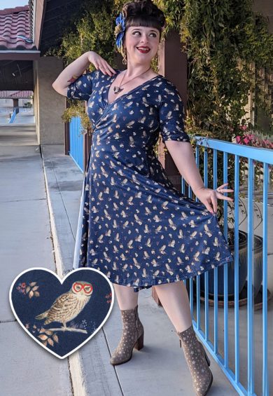Matilda Navy Blue Owl Knit Wrap Dress – Shop now at Kitty Darling