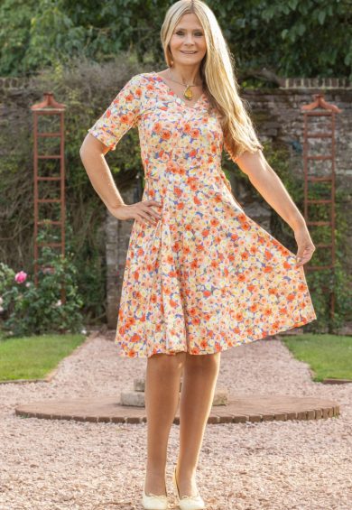 Matilda White Colorful Roses Knit Wrap Dress – Dresses | Kitty Darling