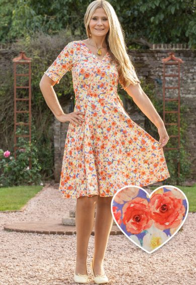 Matilda White Colorful Roses Knit Wrap Dress – Shop now at Kitty Darling