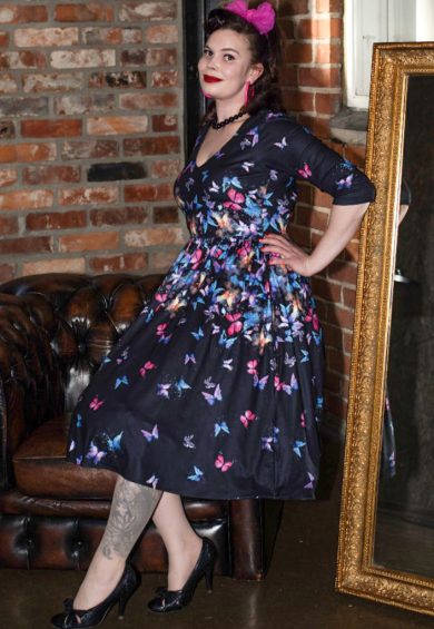 Billie Black Butterfly Print Casual Knit Dress – Shop now at Kitty Darling