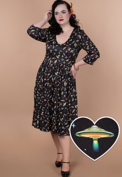 Billie Black UFO Spaceship Flared Dress – Shop now at Kitty Darling